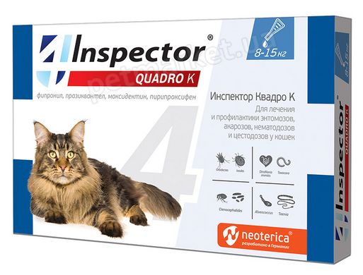 Inspector QUADRO K - капли от наружных и внутренних паразитов у кошек 8-15 кг Petmarket