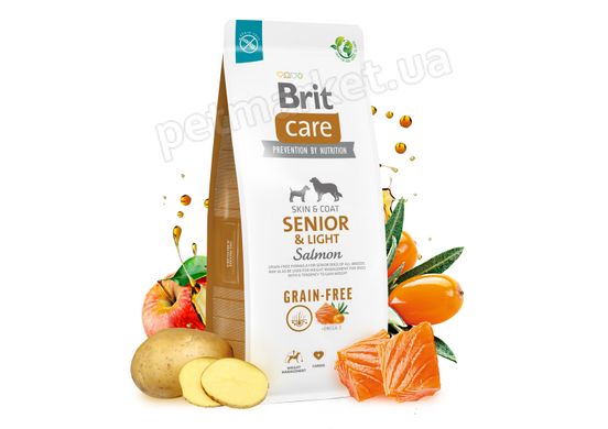 Brit Care Grain-free Senior & Light беззерновий корм для старіючих собак та з зайвою вагою (лосось), 12 кг. Petmarket
