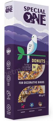Special One Donuts Барбарис, василек, кокос - лакомство для птиц, 60 г / 3 шт Petmarket