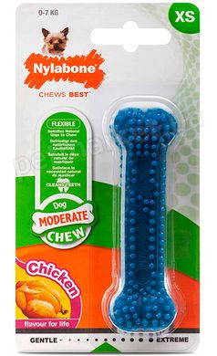 Nylabone Moderate Chew Dental Bone - жевательная игрушка для собак (вкус курицы) Petmarket