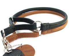Collar SOFT - круглый кожаный ошейник полуудавка для собак - 65 см, Черный РАСПРОДАЖА Petmarket