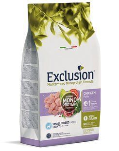Exclusion Noble Grain Dog Light Chicken Small Breed &mdash; корм для взрослых собак мелких пород с избыточным весом, стерилизованных и кастрированных, с курицей Petmarket