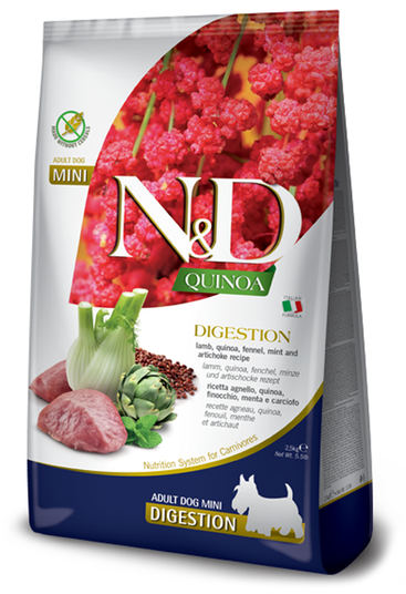 Farmina N&D Quinoa Digestion Adult Mini Lamb & Fennel - корм для