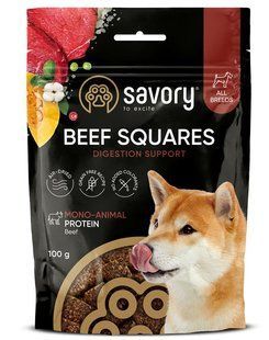 Savory Monoprotein Squares Digestion Support - монопротеиновое лакомство для собак для поддержания пищеварения (говядина) Petmarket