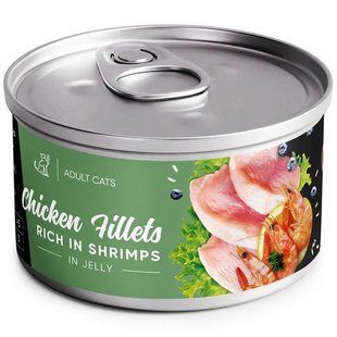 Savory Chicken Fillets rich in Shrimp in Jelly for Adult Cats - влажный корм для кошек в желе (филе курицы с креветками) - 70 г Petmarket