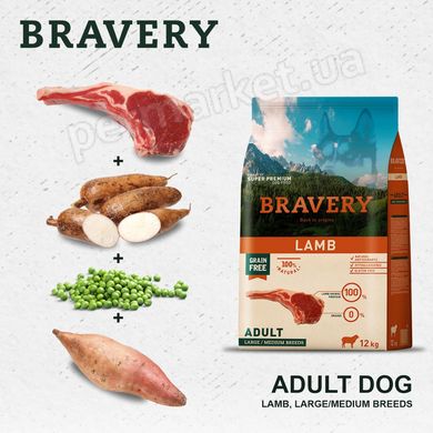 Bravery Lamb Large/Medium сухой корм для собак средних и крупных пород (ягненок) Petmarket