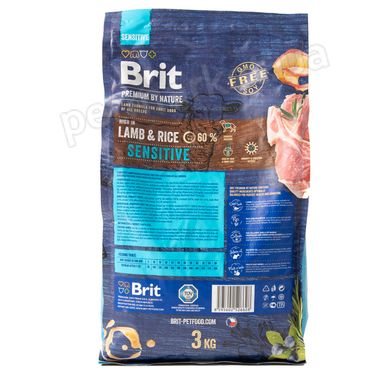 Brit Premium SENSITIVE Lamb & Rice - корм для чувствительных собак (ягненок/рис) - 3 кг Petmarket