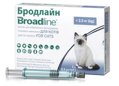BROADLINE - краплі на холку від внутрішніх і зовнішніх паразитів у кішок до 2,5 кг - 1 шт. % Petmarket