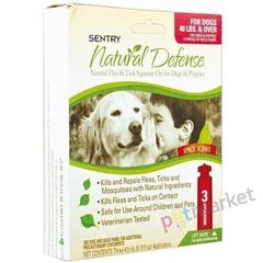 Sentry Natural Defense - Натуральная защита - капли от блох и клещей для собак от 18 кг - 1 пипетка Petmarket