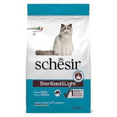 Schesir Cat Sterilized & Light Fish корм для стерилизованных и склонных к полноте кошек (рыба) - 10 кг Petmarket