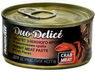 Animall Duо Delice Rabbit - влажный корм для кошек (кролик с кусочками краба) Petmarket