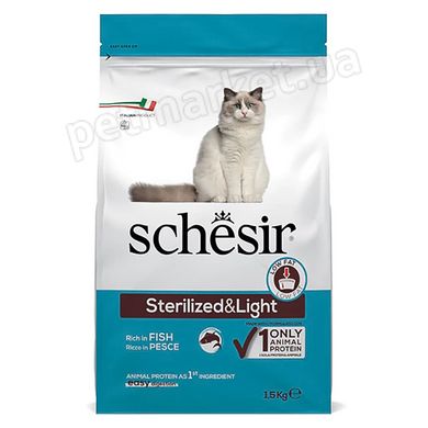 Schesir Cat Sterilized & Light Fish корм для стерилізованих та схильних до повноти котів (риба) - 10 кг Petmarket
