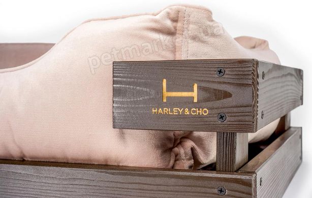 Harley and Cho DREAMER Wood Brown + Tiffany Velour - деревянный лежак с велюровой подушкой для собак - L 90х60 см % Petmarket