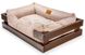 Harley and Cho DREAMER Wood Brown + Pudra Velour - деревянный лежак с велюровой подушкой для собак - XS 50х40 см
