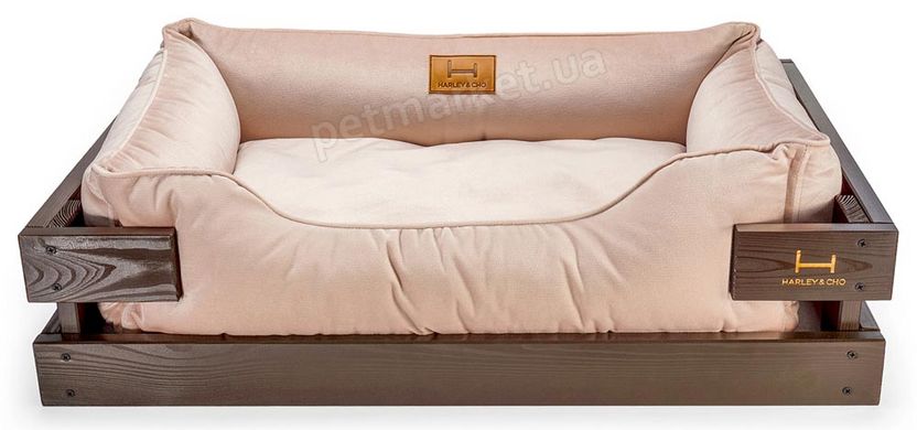 Harley and Cho DREAMER Wood Brown + Tiffany Velour - дерев'яний лежак з велюровою подушкою для собак - L 90х60 см % Petmarket