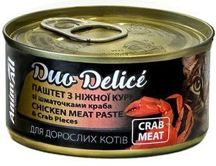Animall Duо Delice Chicken - влажный корм для кошек (курица с кусочками краба) Petmarket