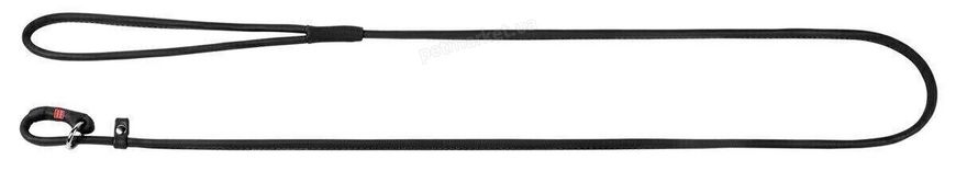 Collar WauDog SOFT - кожаный круглый поводок-удавка для собак - 183 см/10 мм, Черный Petmarket