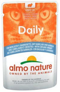 Almo Nature Daily Тріска/креветки вологий корм для котів - 70 г, пауч Petmarket