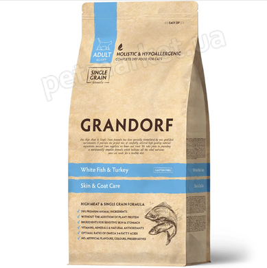 Grandorf Adult Cat Skin & Coat Care White Fish & Turkey - корм для взрослых кошек (океаническая рыба/индейка) - 2 кг % Petmarket