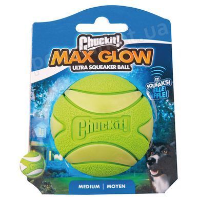 Chuckit! Max Glow Ultra Squeaker Ball - мяч для собак с пискавкой и сияющими в темноте фрагментами - M Petmarket