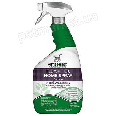 Vet’s Best FLEA+TICK HOME Spray - универсальный спрей от блох и клещей для кошек и дома Petmarket