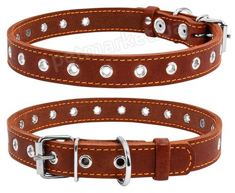 Collar безразмерный кожаный ошейник для собак - 50 см, Коричневый Petmarket