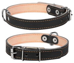 Collar Двойной кожаный ошейник для собак - 32-40 см, Черный Petmarket