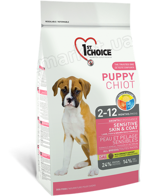 1st Choice PUPPY Sensitive Skin & Coat - корм для щенков с чувствительной кожей и шерстью (ягненок/рыба) - 14 кг Petmarket