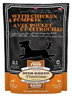 Oven-Baked Tradition Chicken & Pumpkin беззернові ласощі для собак (курка/гарбуз) - 227 г Petmarket