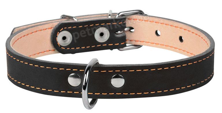 Collar Двойной кожаный ошейник для собак - 32-40 см, Черный Petmarket