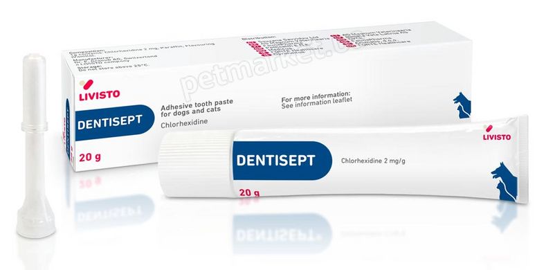 Livisto DENTISEPT - адгезивная зубная паста с хлоргексидином для собак и кошек Petmarket
