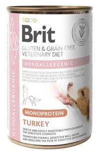 Brit VetDiet Hypoallergenic Turkey &mdash; Брит Ветеринари Диет Гипоаллергеник &mdash; диетическая консерва для собак с пищевой аллергией с индейкой &mdash; 400 г Petmarket