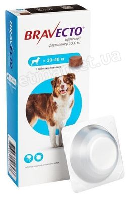 БРАВЕКТО L - таблетка від бліх і кліщів для собак 20-40 кг % Petmarket