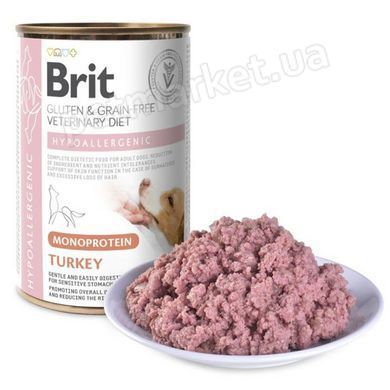 Brit VetDiet Hypoallergenic Turkey &mdash; Брит Ветеринари Диет Гипоаллергеник &mdash; диетическая консерва для собак с пищевой аллергией с индейкой &mdash; 400 г Petmarket
