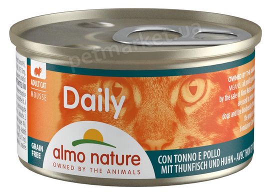 Almo Nature Daily Тунец/курица - влажный корм для кошек, мусс - 85 г Petmarket