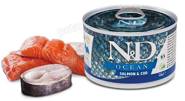 Farmina N&D Ocean Dog Adult Mini Salmon & Cod - консерви для cобак міні порід (лосось/тріска) Petmarket