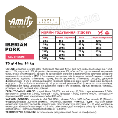 Amity Super Premium Iberian Pork сухой корм для собак (иберийская свинина) – 14 кг Petmarket