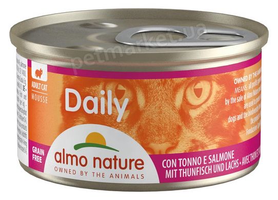 Almo Nature Daily Тунець/лосось - вологий корм для котів, мус - 85 г Petmarket