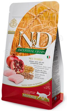 N&D Prime Cat Neutered Chicken & Pomegranate низькозерновий корм для стерилізованих котів та кішок (курка/гранат) - 10 кг Petmarket