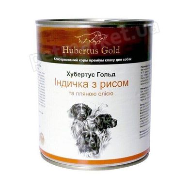 Hubertus Gold ІНДИЧКА з рисом і лляною олією - консервований корм для собак - 800 г % Petmarket