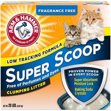 Arm&Hammer SUPER SCOOP - комкующийся наполнитель для кошачьего туалета, без аромата - 9,07 кг Petmarket