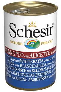 Schesir Cat Adult Tuna with Whitebaits In Jelly - натуральні консерви для котів (тунець/анчоуси у бульйоні) Petmarket