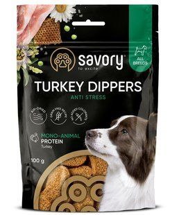Savory Monoprotein Dippers Anti Stress - монопротеиновое лакомство для собак антистресс (индейка) - 100 г Petmarket
