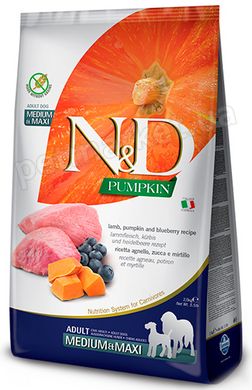 N&D Pumpkin Adult Medium & Maxi Lamb & Blueberry беззерновий корм для собак середніх/великих порід (ягня/чорниця) - 12 кг Petmarket
