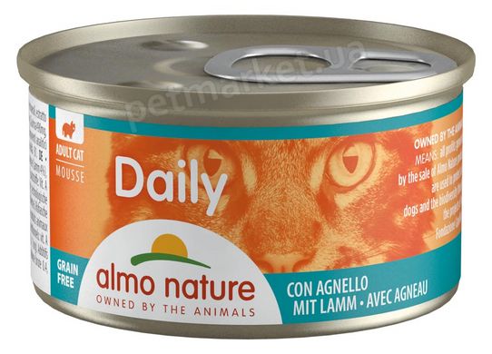 Almo Nature Daily Ягня - вологий корм для котів, мус - 85 г Petmarket