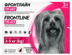 Frontline TRI-ACT Spot-On XS - краплі від бліх, кліщів і комах для собак 2-5 кг - 1 піпетка %. Термін придатності до 02.2024 р Petmarket