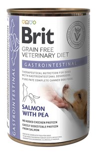 Brit GF VetDiet Gastrointestinal - беззерновий вологий корм для собак із проблемами травлення (лосось/горошок) Petmarket