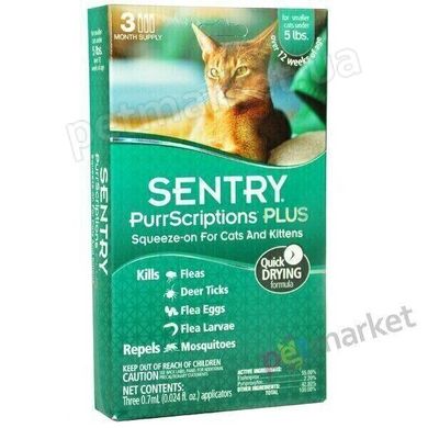 Sentry PurrScriptions - ПурСкріпшнс - краплі від бліх і кліщів для кішок і кошенят до 2,2 кг - 1 піпетка Petmarket