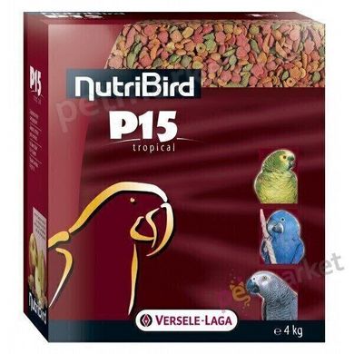 NutriBird P15 Tropical корм с орехами и фруктами для попугаев Petmarket