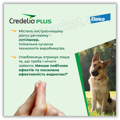 Elanco Credelio plus - Кределіо плюс - таблетка для собак від кліщів, бліх, гельмінтів Petmarket